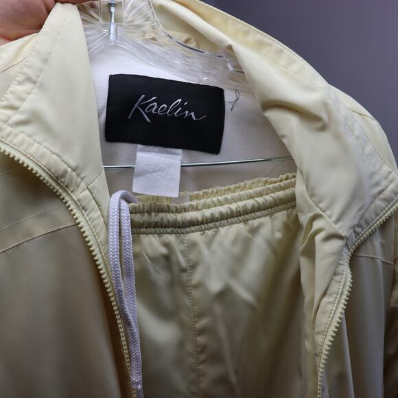 Kaelin Vintage Light Yellow Windbreaker Tracksuit Set Jacket Pants size L - Picture 4 of 5
